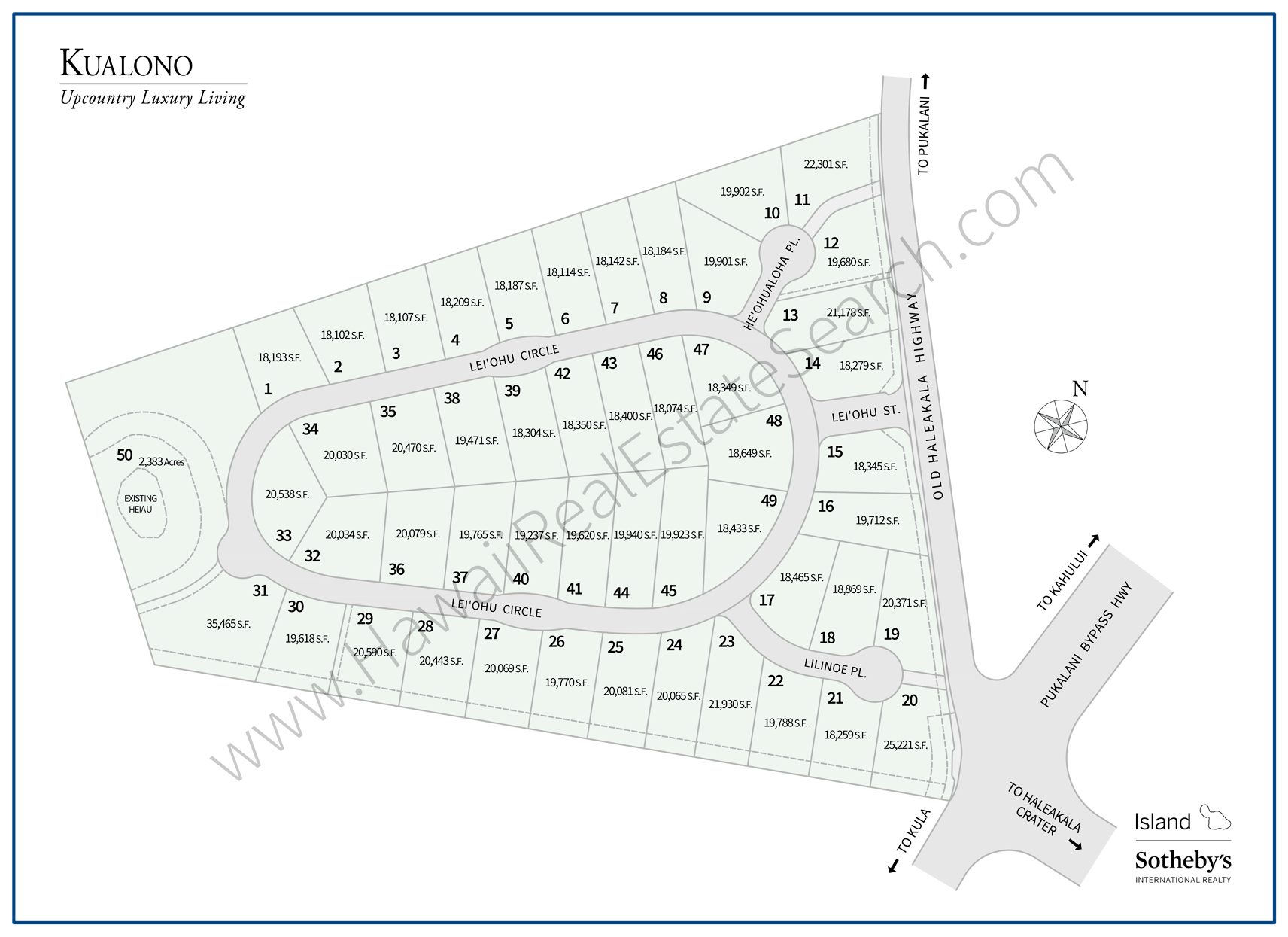 Map of Kualono Pukalani